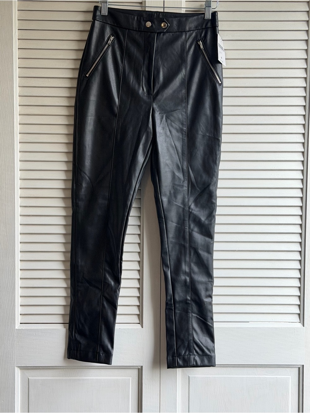 Forever 21 Black Faux Leather Slim Chinos